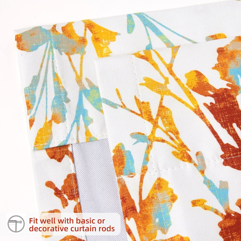 DriftAway Heather Flower Floral Printed Tie Up Curtain