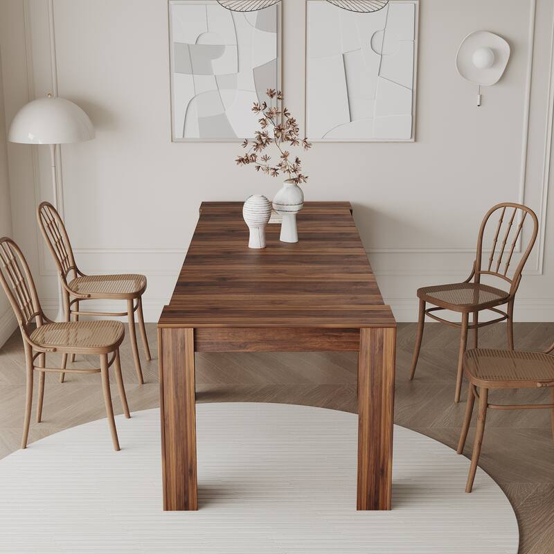 Foldable Dining Table for 6-12 People, Extends to 118 inchConsole Table Space Saving Dinette - Walnut