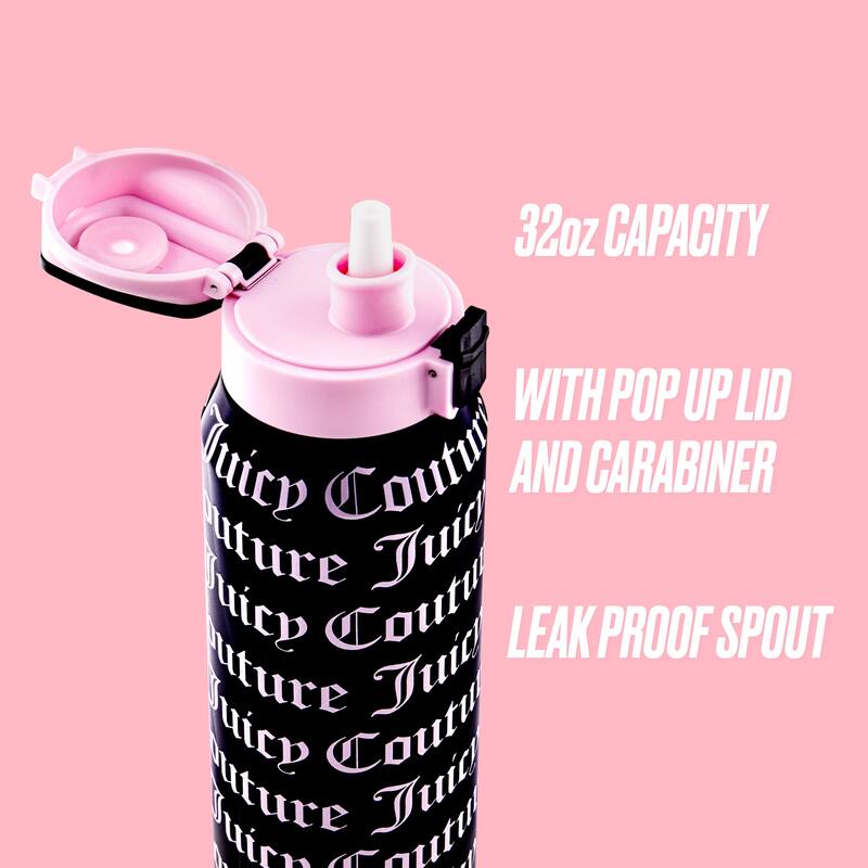 Juicy Couture Glam Getaway Hydration Stainless Steel Tumbler with Flip Top Lid