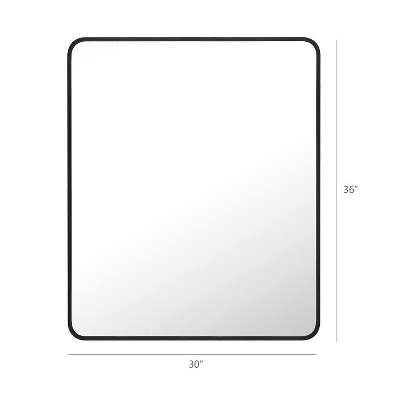 Ledel Modern Rounded Rectangular Metal Framed Bathroom Vanity Mirror