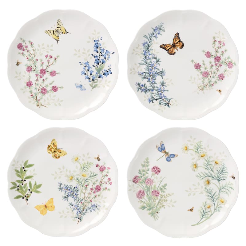 Lenox Butterfly Meadow Herbs Dinnerware Set, Service for 4 - Set of 4 Dinner Plates - 4 Piece