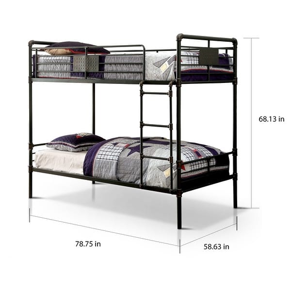 Wini Industrial Black Full over Full Metal Bunk Bed by Furniture of America