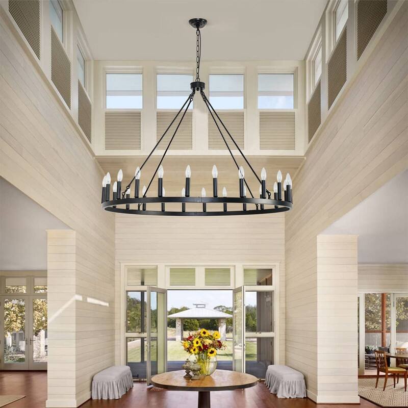 Wagon Wheel Chandelier 24 Light 48-Inch, Extra Large Modern Chandelier - 48IN
