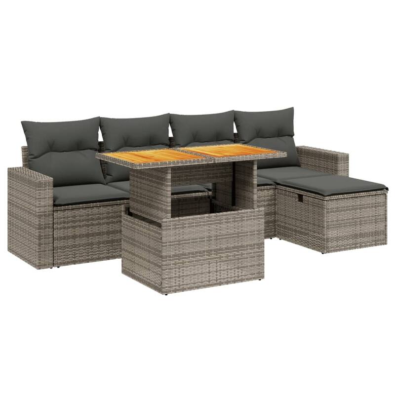 6-Piece Garden Sofa Set with Cushions - 21.7 x 39.4 x 28.7 in