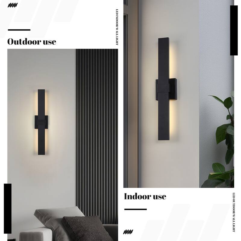 1-Light Black/White Aluminum LED Outdoor Wall Sconce