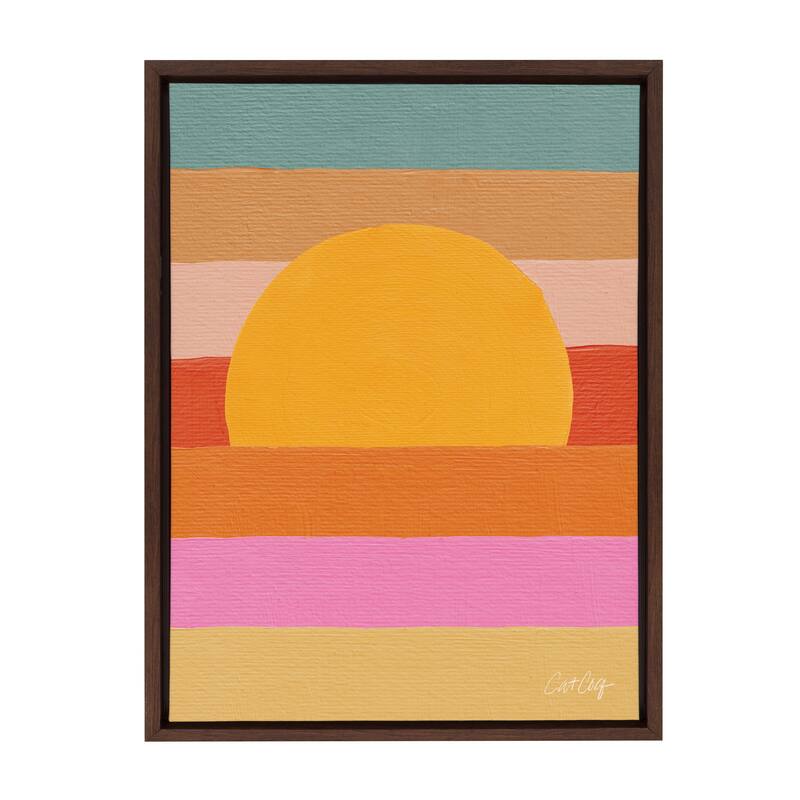 Kate and Laurel Sylvie Sunset Waves Framed Canvas by Cat Coquillette