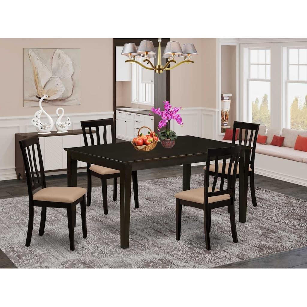 5-Piece Cappuccino Solid Wood Top - Dining Room Set - Seats 4