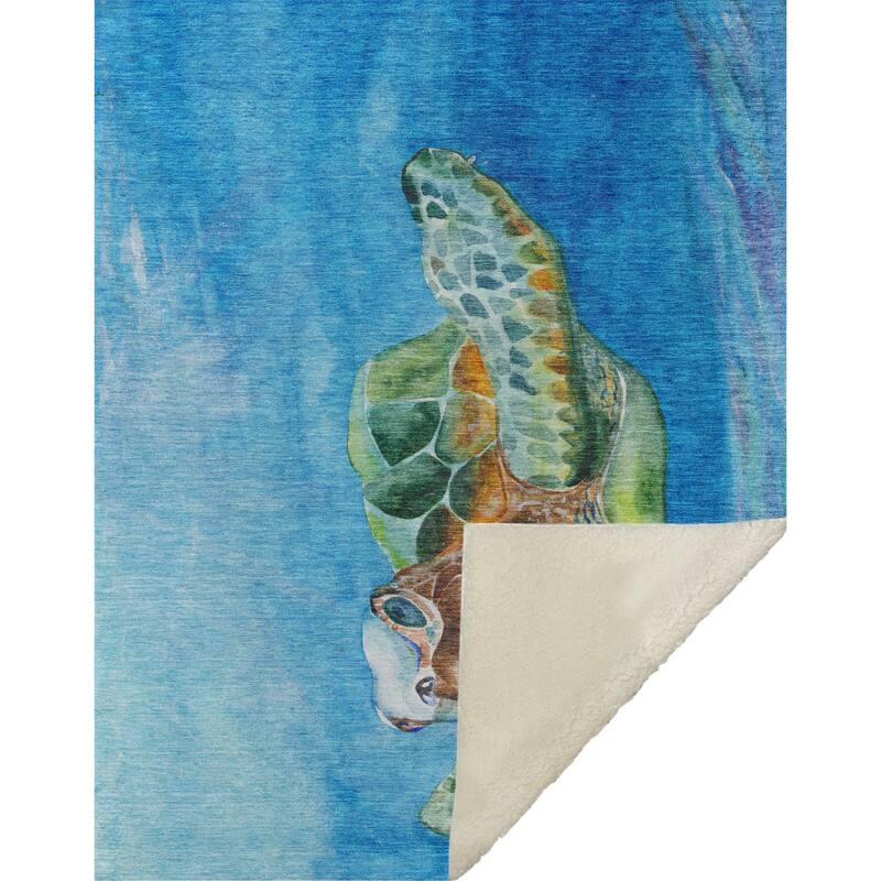 Premium Machine Washable ASB148 Turtle Sherpa Throw Blanket