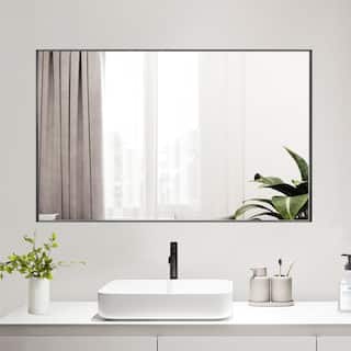 Reflections Sleek Modern 30x48" Black Aluminum Framed Wall Mirror