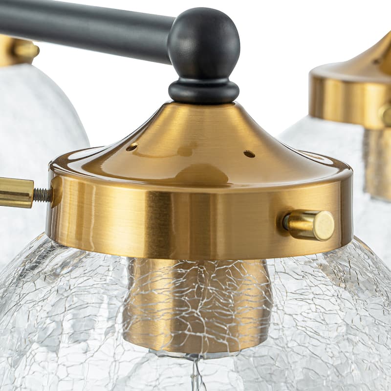 5-Light Modern Branch Chandelier with Clear Crackled Glass Globes - Dia.22.44-in