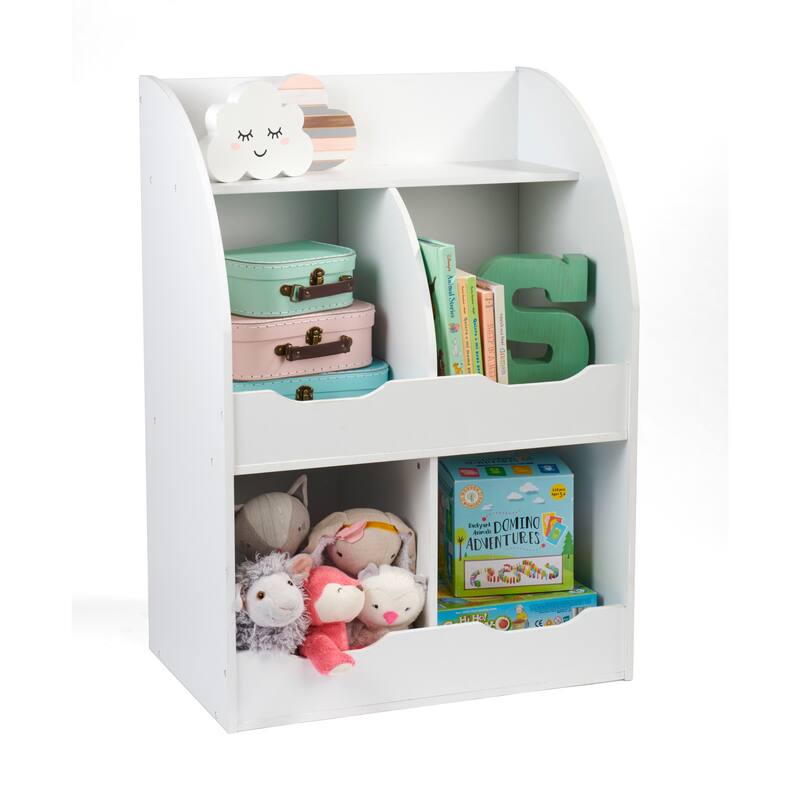 Four Bin Storage Cubby with Bookshelf
