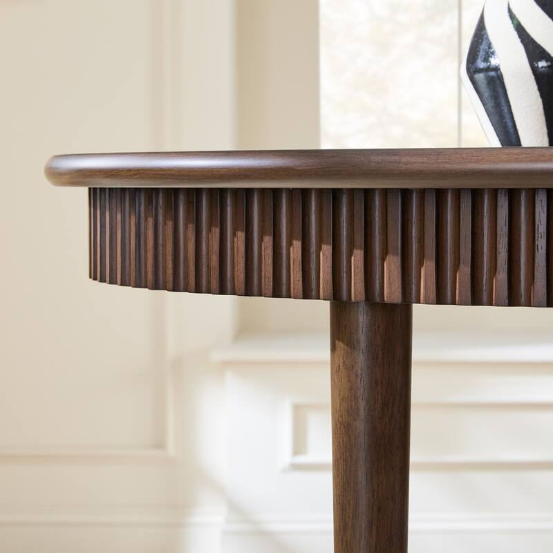 Walker Edison Modern Fluted Oak Wood Veneer Oval Dining Table for 4