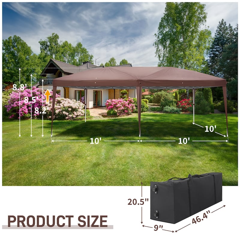 Large Waterproof Outdoor Event Tent 20x10 ft with Windows and Doors Heavy Duty Steel Frame Canopy for Parties Camping