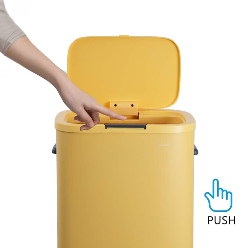 happimess Tammi Kitchen 14.5-Gallon Slim Metal Push Button Trash Can