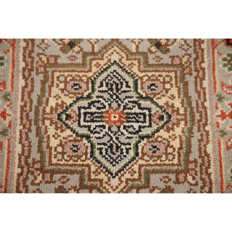 Hand Knotted Oriental 100% Wool Carpet Traditional Medallion Greys & Charcoal Heriz (serapi) Area Rug - 3' 0'' X 2' 0''