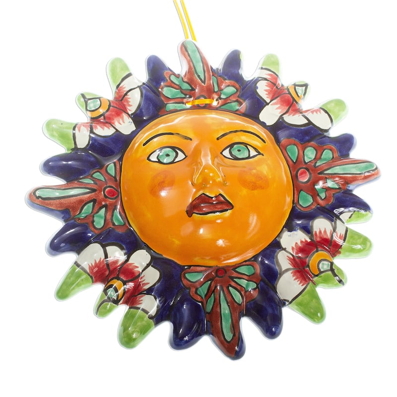 Novica Handmade Floral Sun Ceramic Wall Accent