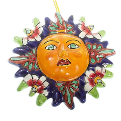 Novica Handmade Floral Sun Ceramic Wall Accent