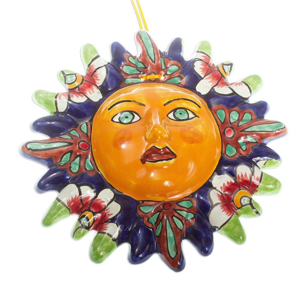 Novica Handmade Floral Sun Ceramic Wall Accent