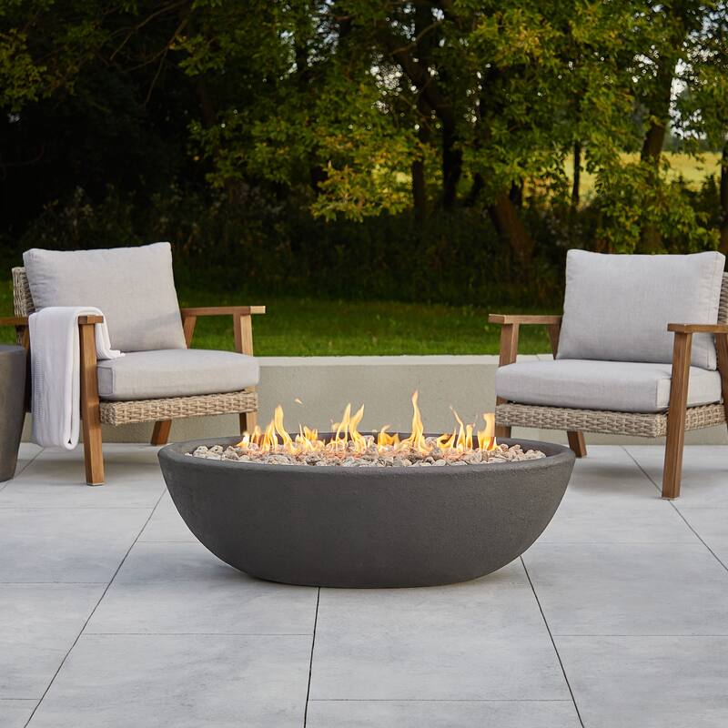 Riverside 48" Oval Propane Fire Bowl in Shale by Real Flame