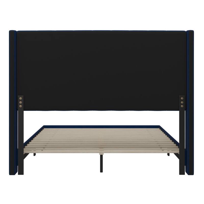 Upholstered Platform Bed with Wingback Headboard