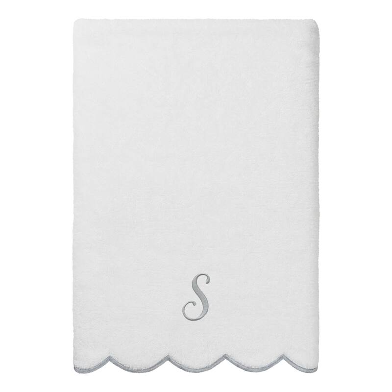 Authentic Hotel and Spa 100% Turkish Cotton Grey ADORNIA Scallop Personalized 3 Piece Towel Set - 3 Piece Set