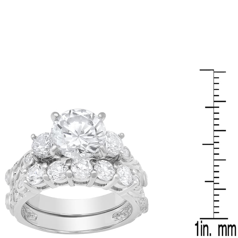 Sterling Silver Cubic Zirconia Wedding Ring Set by Roberto Martinez