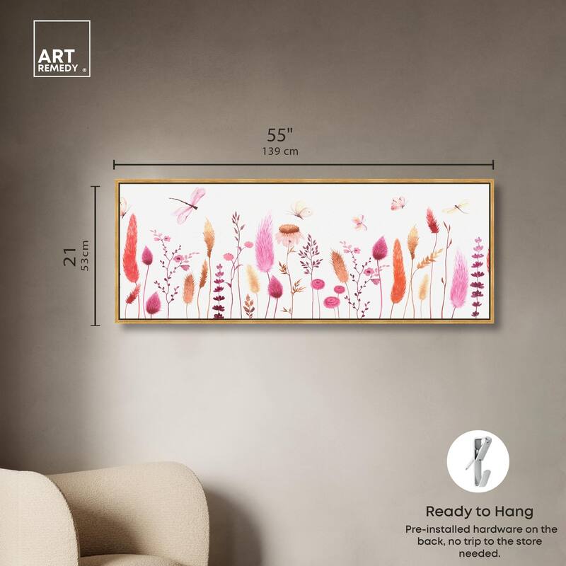 Dried Floral Dragonfly Panoramic Canvas by Art Remedy