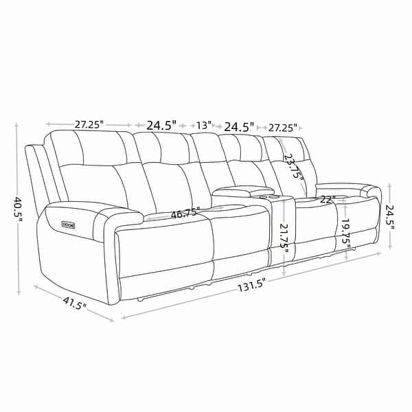 Top Grain Leather Power Reclining Sofa 4Seat Recliner Sofa with