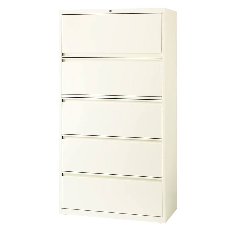 Hirsh 36-in Wide HL10000 Series 5 Drawer Lateral File Cabinet with Posting Shelf and Roll-Out Binder Storage, White