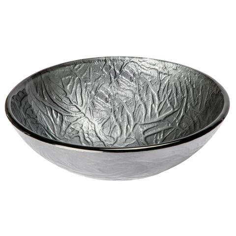 Silver Embossed Round Glass Vessel Sink