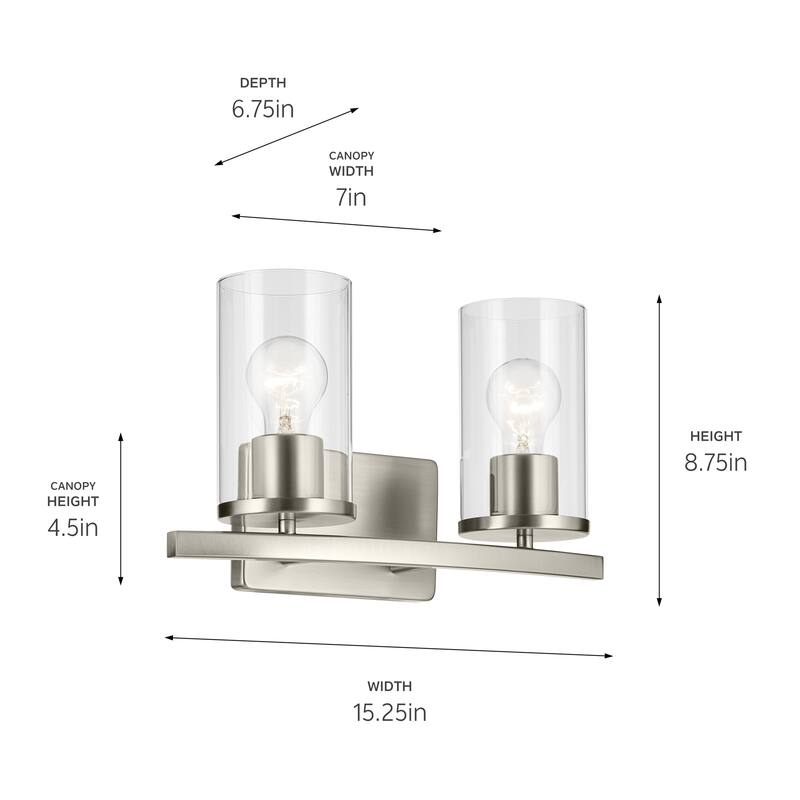 Kichler Lighting Crosby Bathroom Vanity Light with Clear Glass