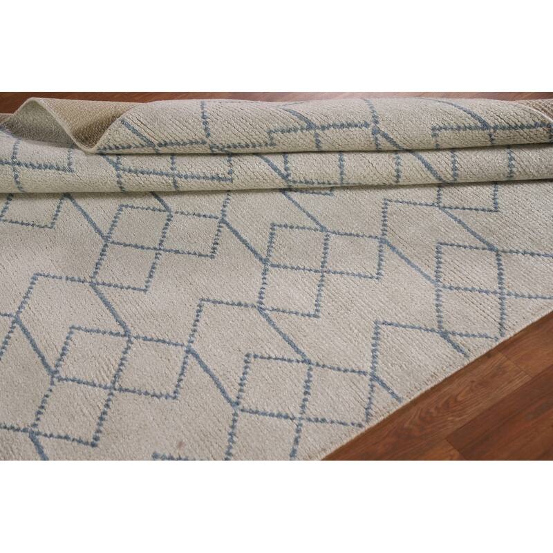 All-Over Trellis Moroccan Oriental Area Rug Hand-Knotted Wool Carpet - 5'1"x 8'0"