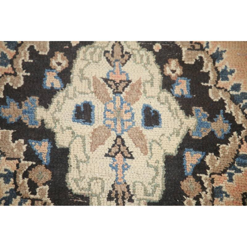 Hand Knotted Oriental 100% Wool Carpet Traditional Floral Peach Hamedan Area Rug - 8' 8'' X 5' 8''