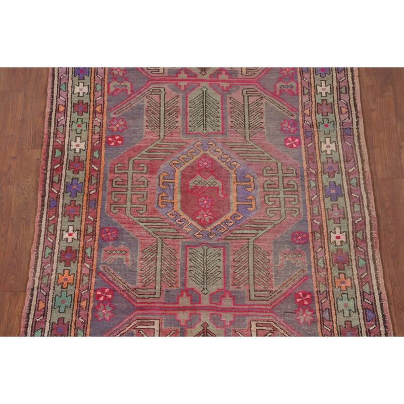 Over-Dyed Ardebil Persian Vintage Runner Rug Handmade Wool Carpet - 3'7"x 10'0"