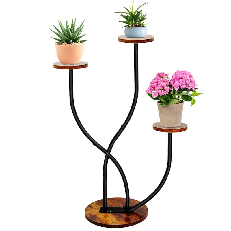 3-Tier Flower Stand for Multiple Green Plants Corner Potted Holder - Brown