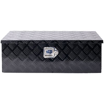 30 Inch Truck Tool Box, Heavy Duty Aluminum Waterproof Tool Box with Lock and Keys, 5 Bar Tread Wide Utility Toolbox,Black