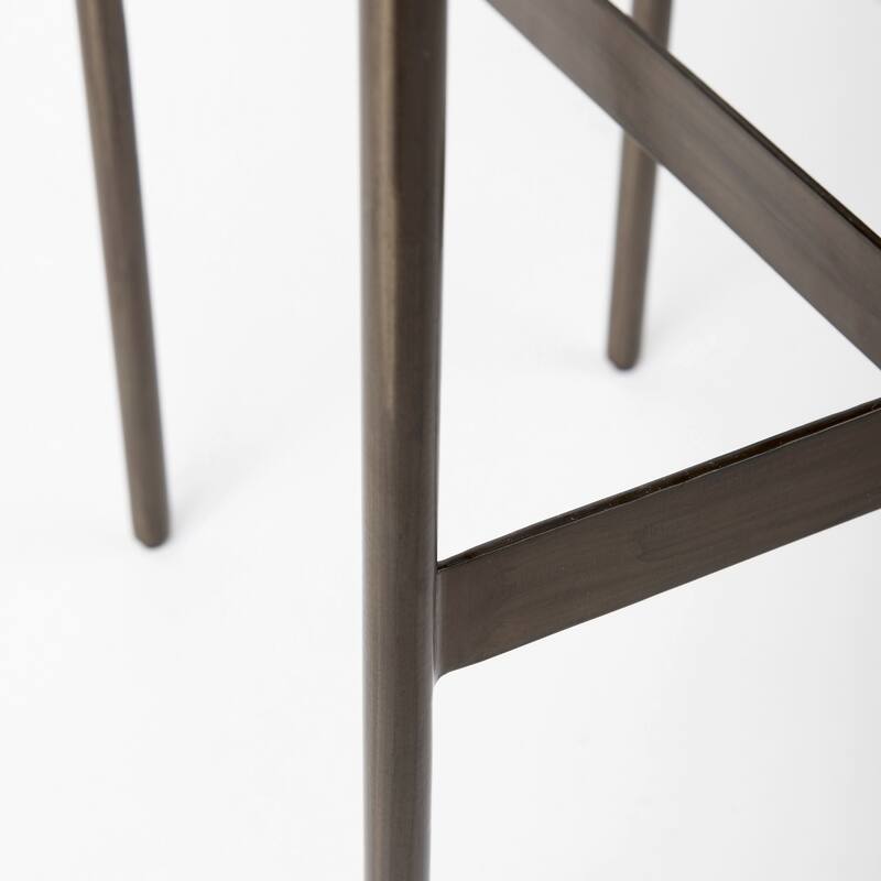Millie Black Genuine Leather Seat with Nickel Metal Frame Counter Stool