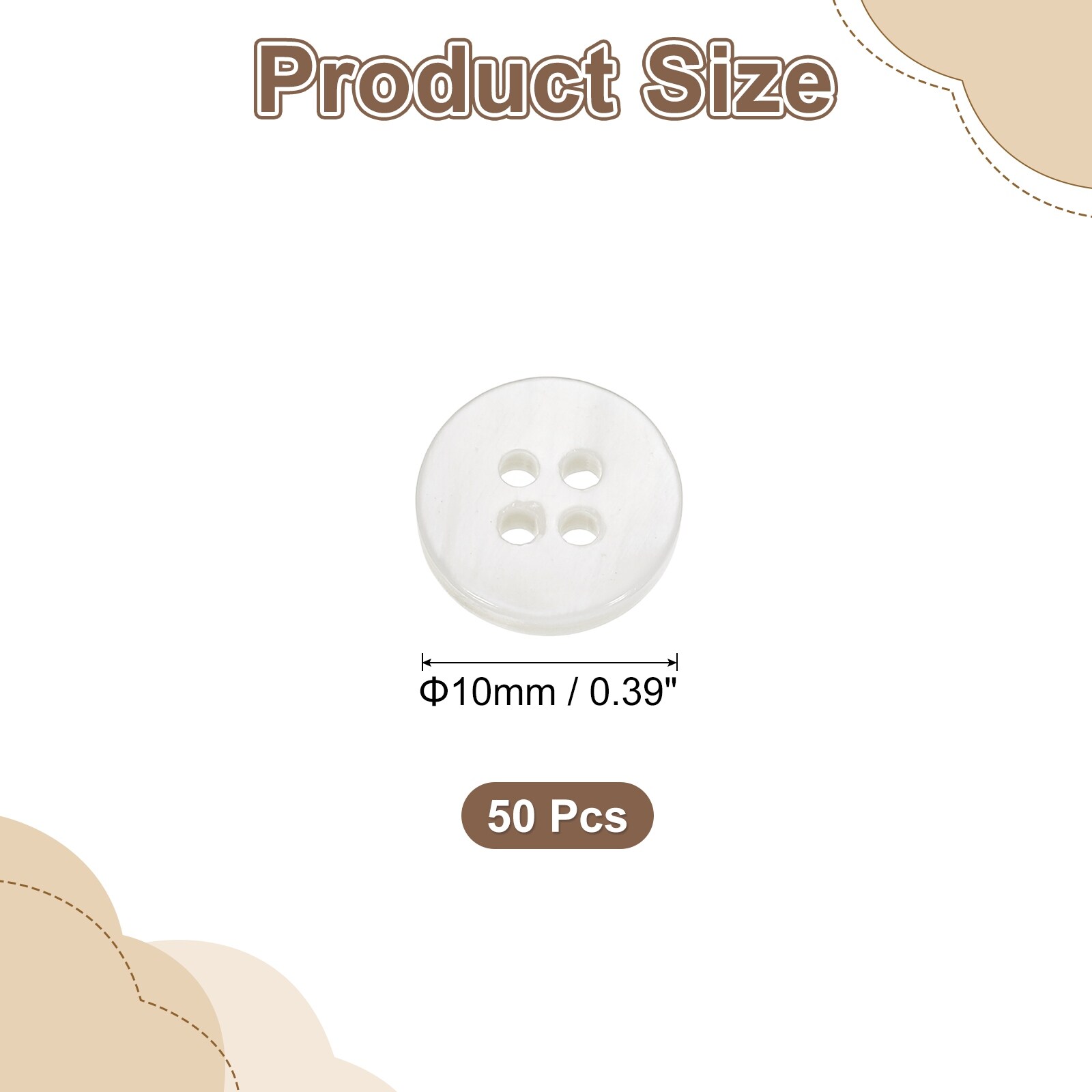 Natural Shell Buttons, Mother of Pearl Buttons Craft Button for Shirt Bag Sewing Crafts Decoration - White