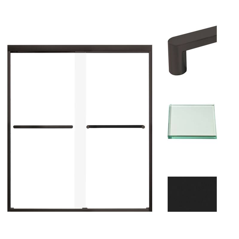 Transolid FBPT607008C-R 70" High x 59" Wide Bypass Frameless Shower - Matte Black