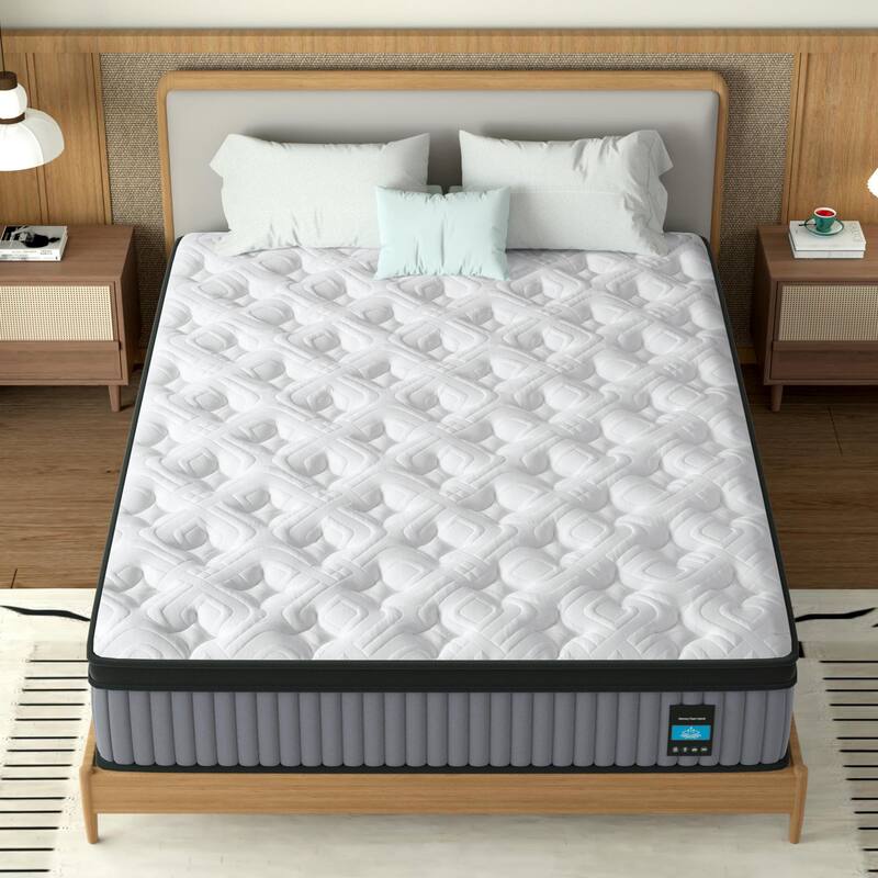 Roomfitters 14 Inch King Hybrid Mattress, Cooling Gel Memory Foam and Pocket Spring Bed for Hip and Back Support