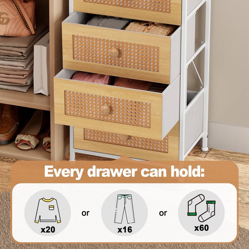 Crestlive Products 6 Drawers Vertical Dresser Storage Tower with Wood Top