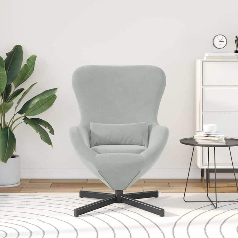 vidaXL Egg Chair Black/ Dark/Light Grey Velvet - 24.8 x 28.7 x 35.4