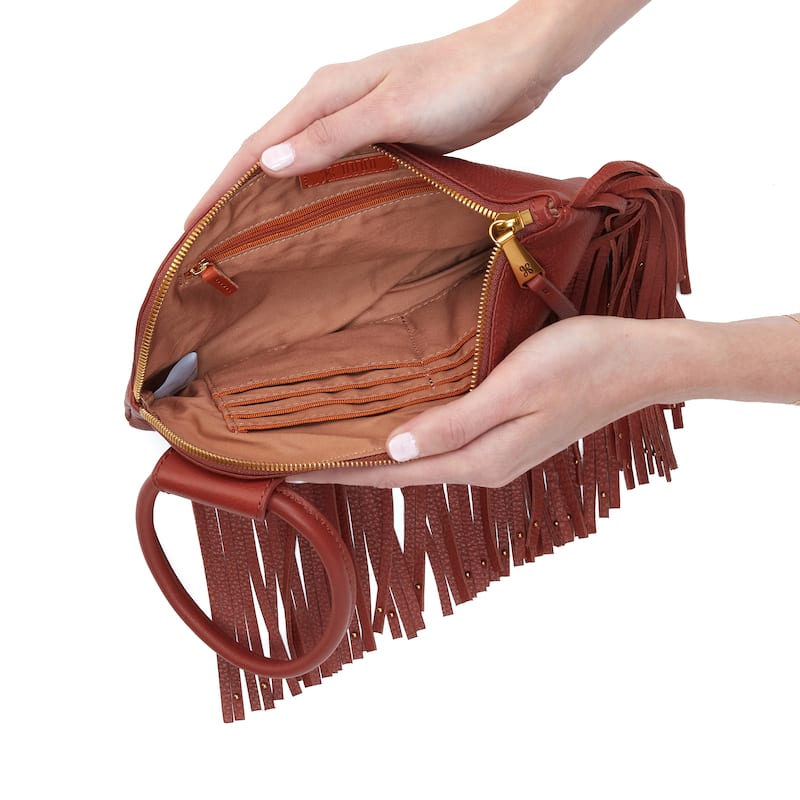 HOBO Sable Fringed Leather Wristlet Clutch