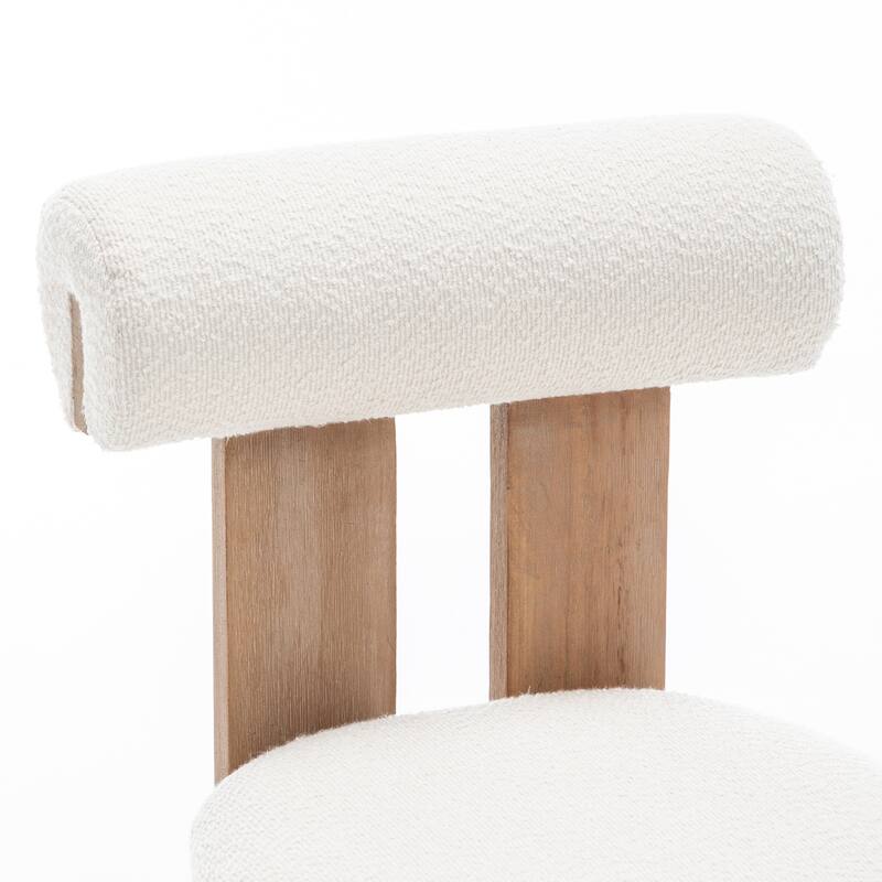 SEYNAR Set of 2 Modern Linen Upholstered Dining Chairs with Bolster Backrest