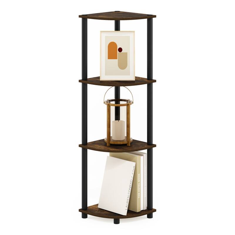 Furinno Turn-N-Tube 4-Tier Corner Display Rack Multipurpose Shelving Unit, Columbia Walnut/Black