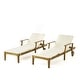 preview thumbnail 28 of 41, Perla Acacia Wood Chaise Lounge (Set of 2) by Christopher Knight Home