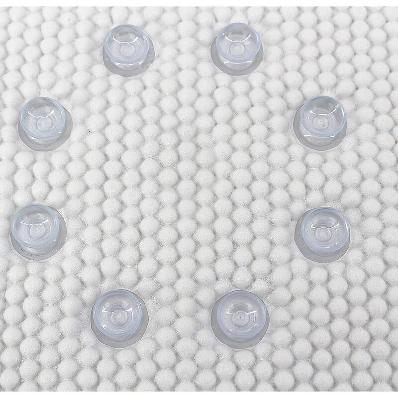 White Non-Slip Foam Bathtub Shower Mat With Suction Cups - 36" x 17"