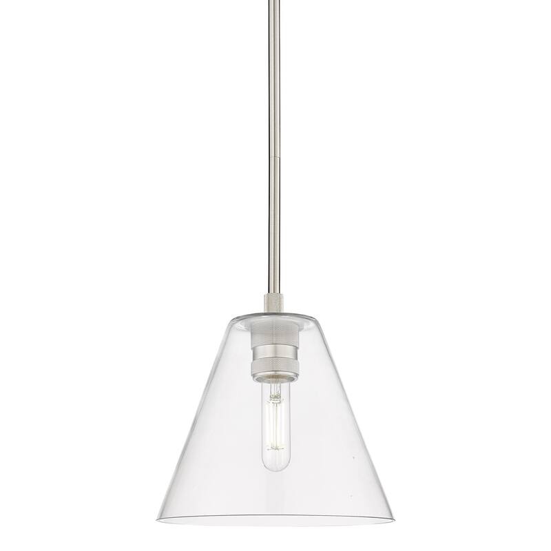 Innovations Lighting 434-1S-8-8 Crown Point Pendant Cone Crown Point - Satin Nickel / Clear