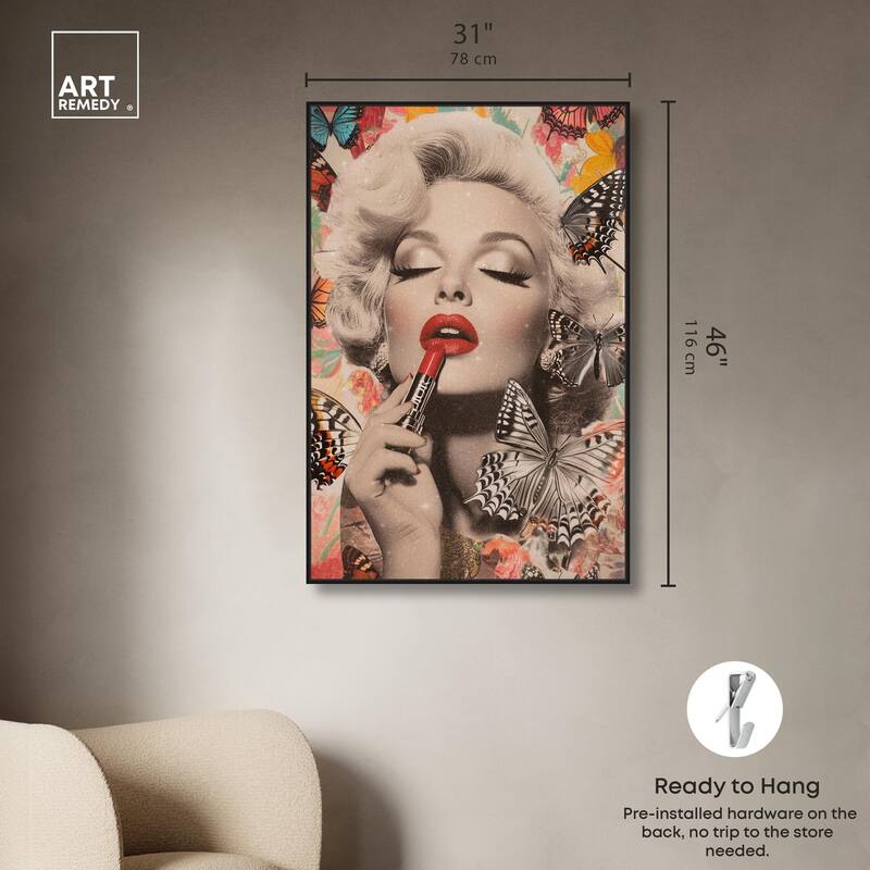 Iconic Lady Butterfly Collage Canvas by Art Remedy