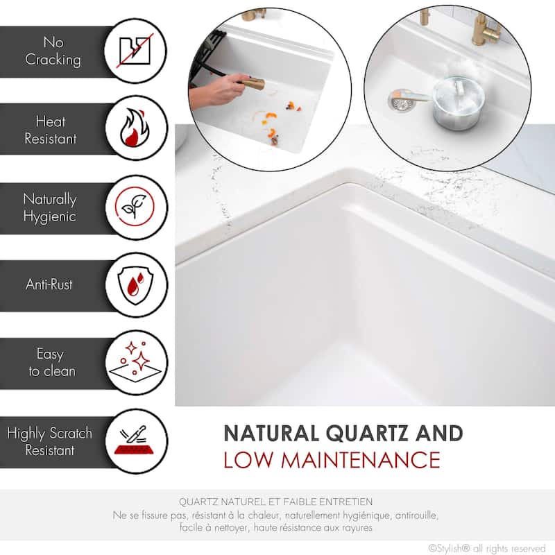 STYLISH Dual Mount 28" Single Bowl Composite Granite Kitchen Sink - 28" x 18" x 9.5"